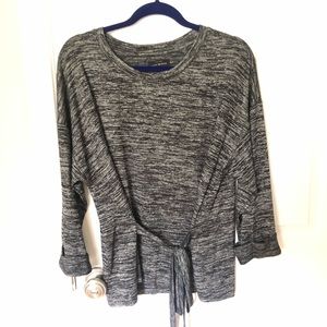 HEATHER GREY LUCKY BRAND TIE SWEATER